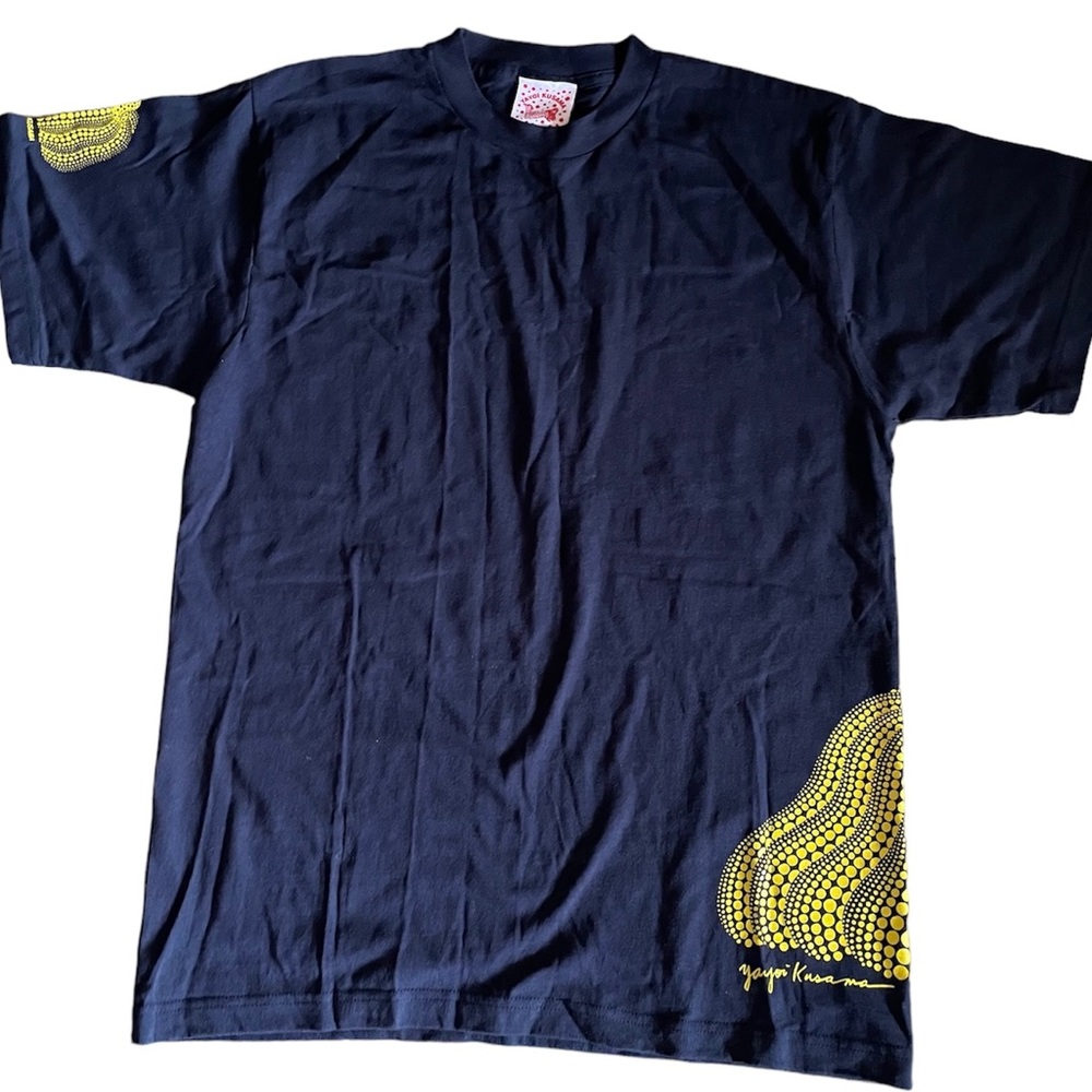Navy Blue Graphic Tee with Yellow Accents